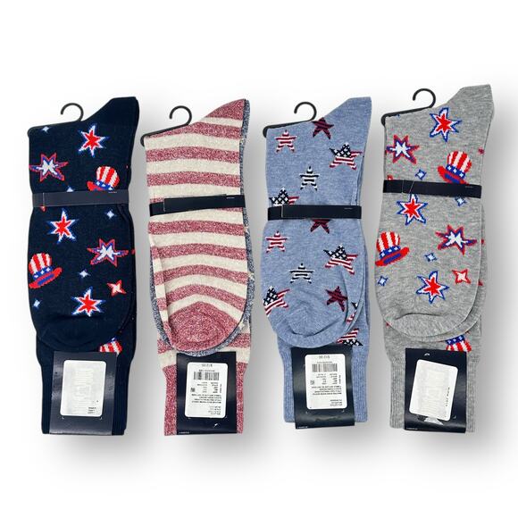 Cremieux USA Patriotic 4th Of July Crew Sock Lot Of 4 Pair Mens Shoe Sz 6-12.5 - Picture 2 of 6